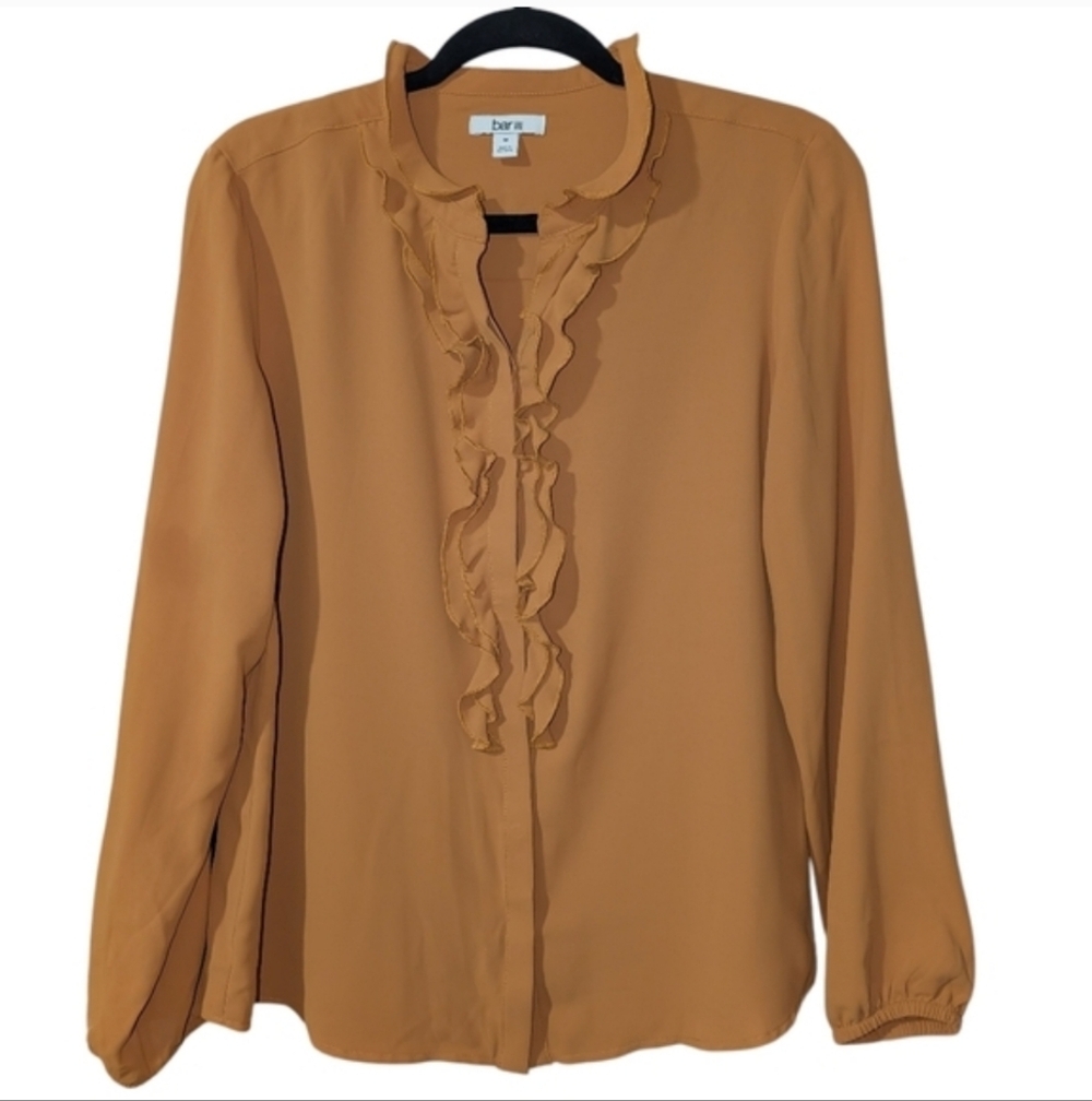Bar III Women's Camel Ruffle Blouse